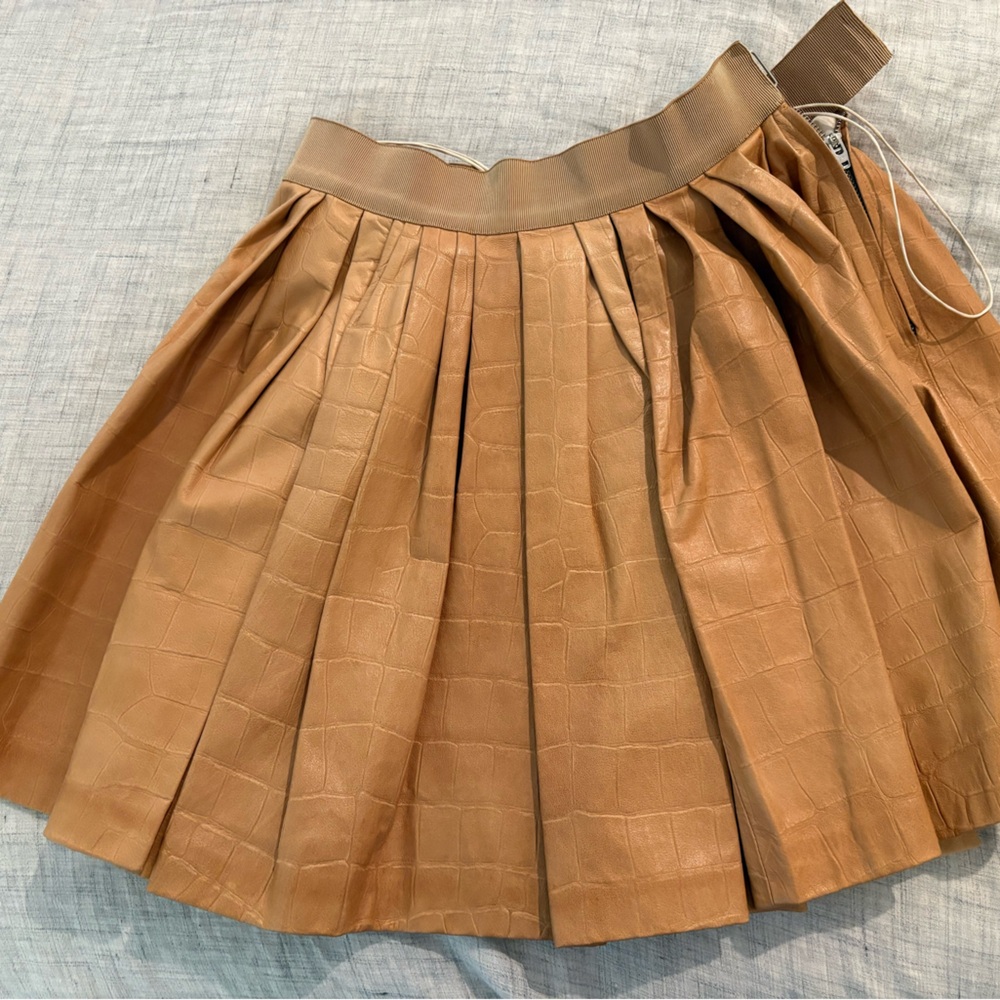 3.1 Phillip Lim Croc-Embossed Tan Mini Skirt